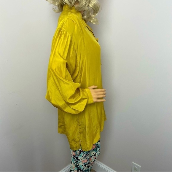 Vintage 100% Silk Bohemian Tunic Blouse – Golden Yellow – Size Medium - Picture 3 of 11
